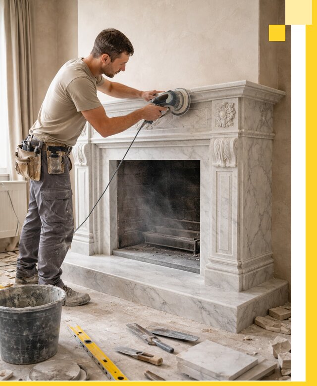 Изготовление и установка мраморных каминов в Кунгуре под ключ