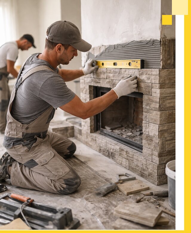 Облицовка каминов в Кунгуре, монтаж и отделка натуральным камнем