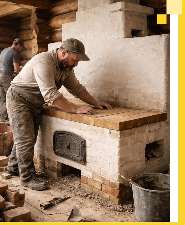 Проектирование и установка русской печи с лежанкой в Кунгуре