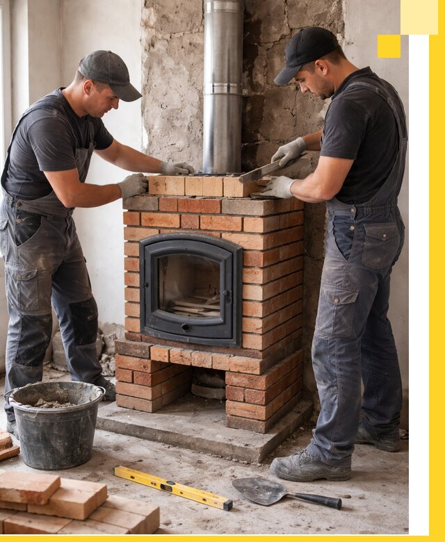 Монтаж печи камина под ключ в Кунгуре с гарантией и пусконаладкой