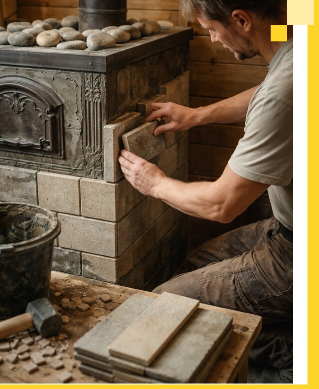 Облицовка банных печей в Кунгуре профессиональная отделка