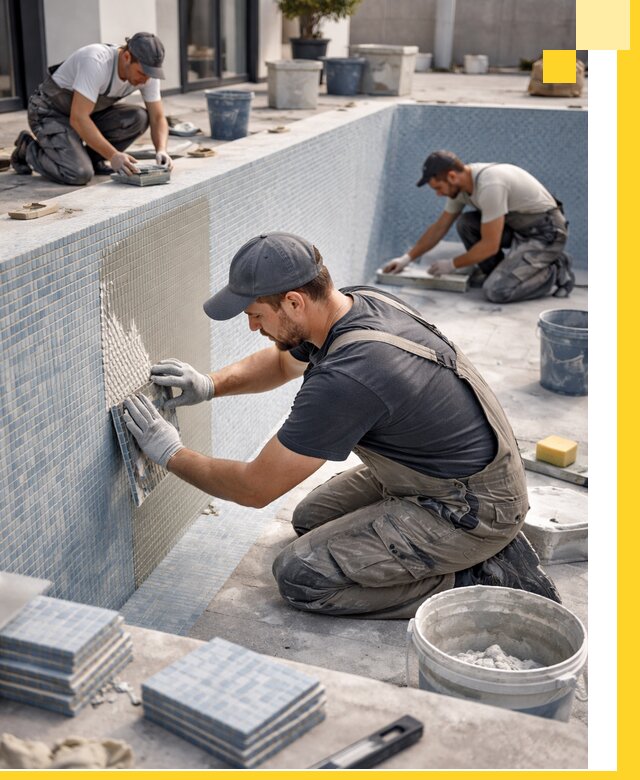 Облицовка бассейнов в Кунгуре плитка мозаика гидроизоляция