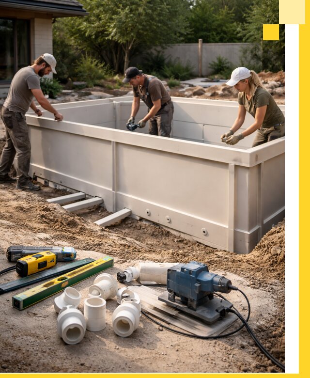 Установка полипропиленовых бассейнов под ключ в Кунгуре