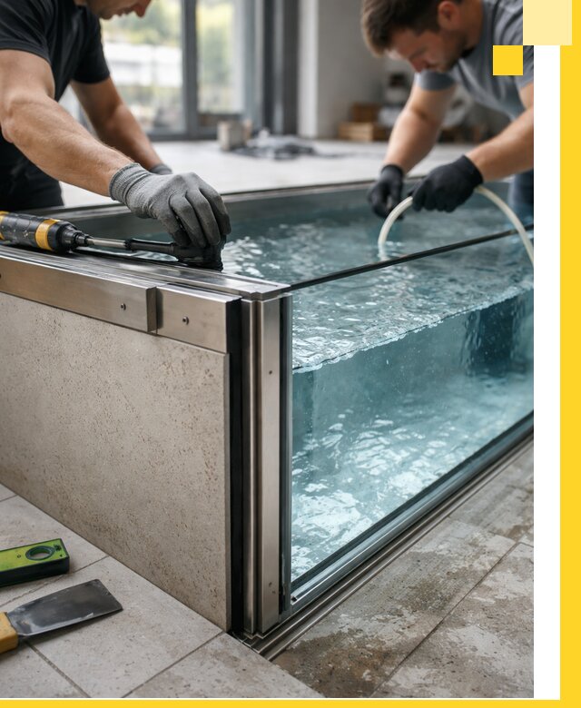 Проектирование и монтаж стеклянных бассейнов в Кунгуре