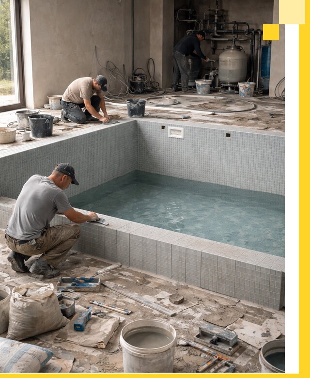 Строительство и монтаж бассейнов в помещении в Кунгуре