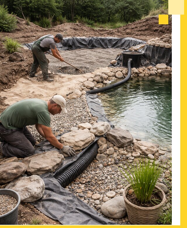 Строительство природных бассейнов и озер в Кунгуре под ключ