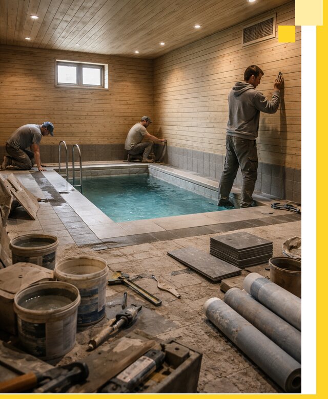 Строительство бани с бассейном и сауной под ключ в Кунгуре