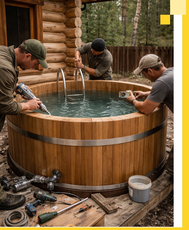 Строительство бань с купелью под ключ и отделкой в Кунгуре