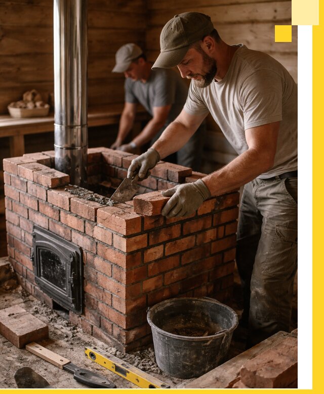 Кирпичные печи для бани под ключ в Кунгуре, проект и монтаж