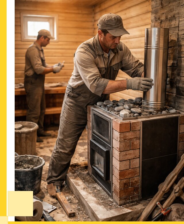 Монтаж печи в бане под ключ в Кунгуре от 20512 р. | ЭриданКнг