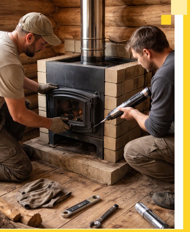 Монтаж и установка печи в бане под ключ с гарантией в Кунгуре